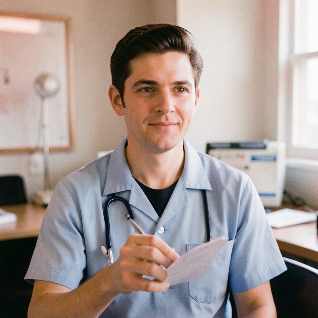 A candid documentary photograph of medical billing paperwork and coding manuals arranged on a wooden desk, warm neutral beige and taupe tones, soft daylight, professional healthcare office mood.
