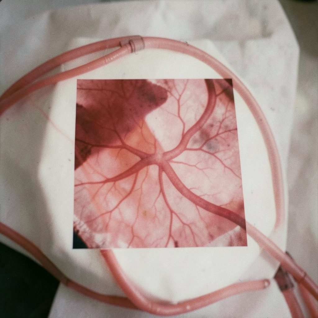 Documentary photograph of vascular ultrasonography equipment, soft olive and mauve tones, professional mood.
